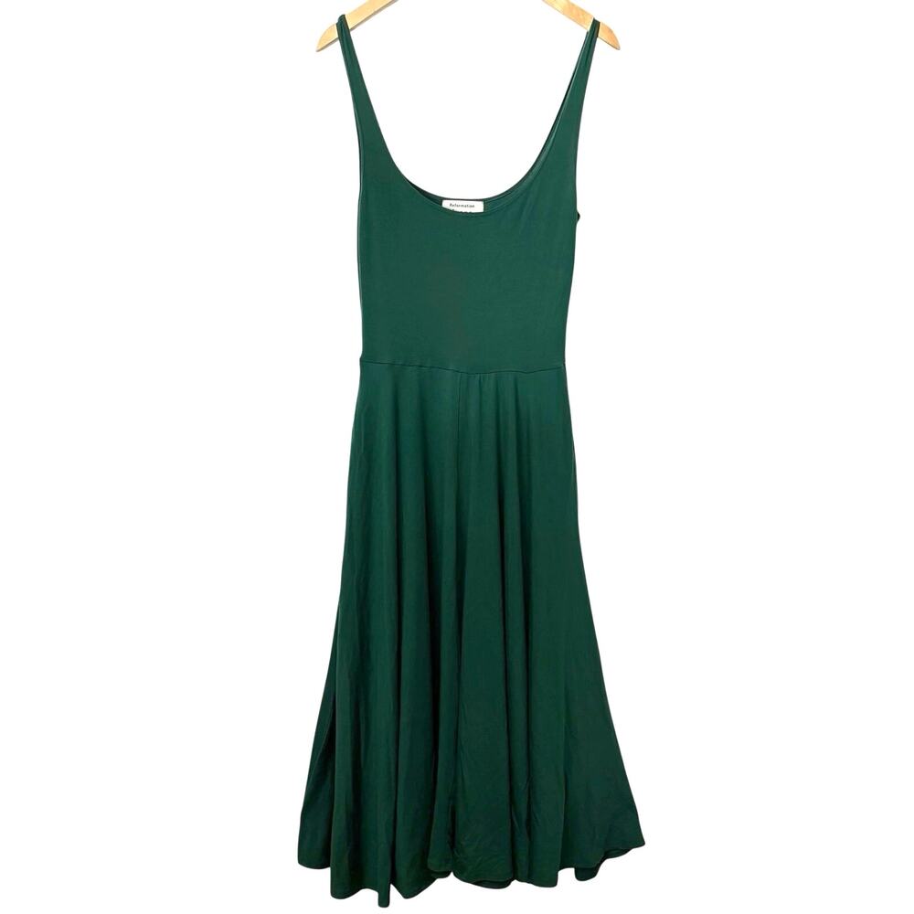 Reformation Green Midi Scoop Neck Tank Dress Womens Size Small Minimalist